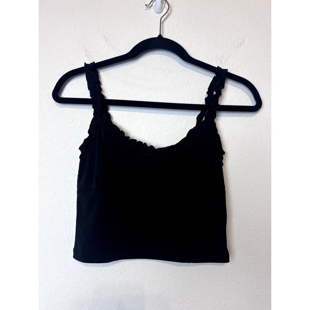 Stylish Aeropostale Black Ruffled Cropped Tank Top M